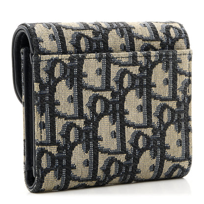 Christian Dior Oblique Saddle Lotus Wallet Blue 3 of 8