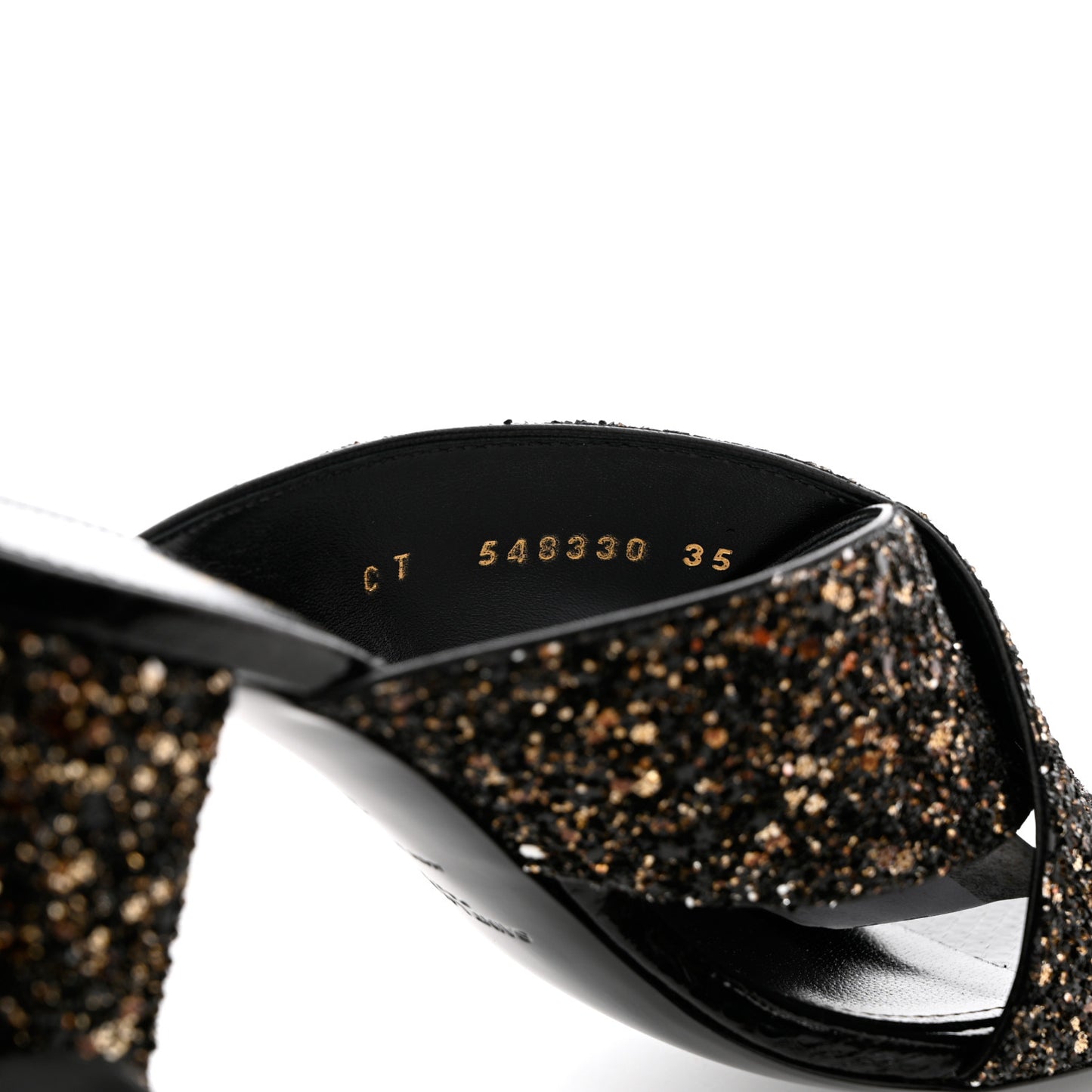 Glitter LouLou 70 Mule Sandals 35 Black Gold