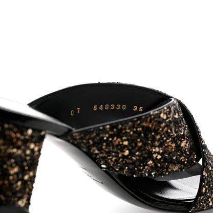 Saint Laurent Glitter LouLou 70 Mule Sandals 35 Black Gold 7 of 10