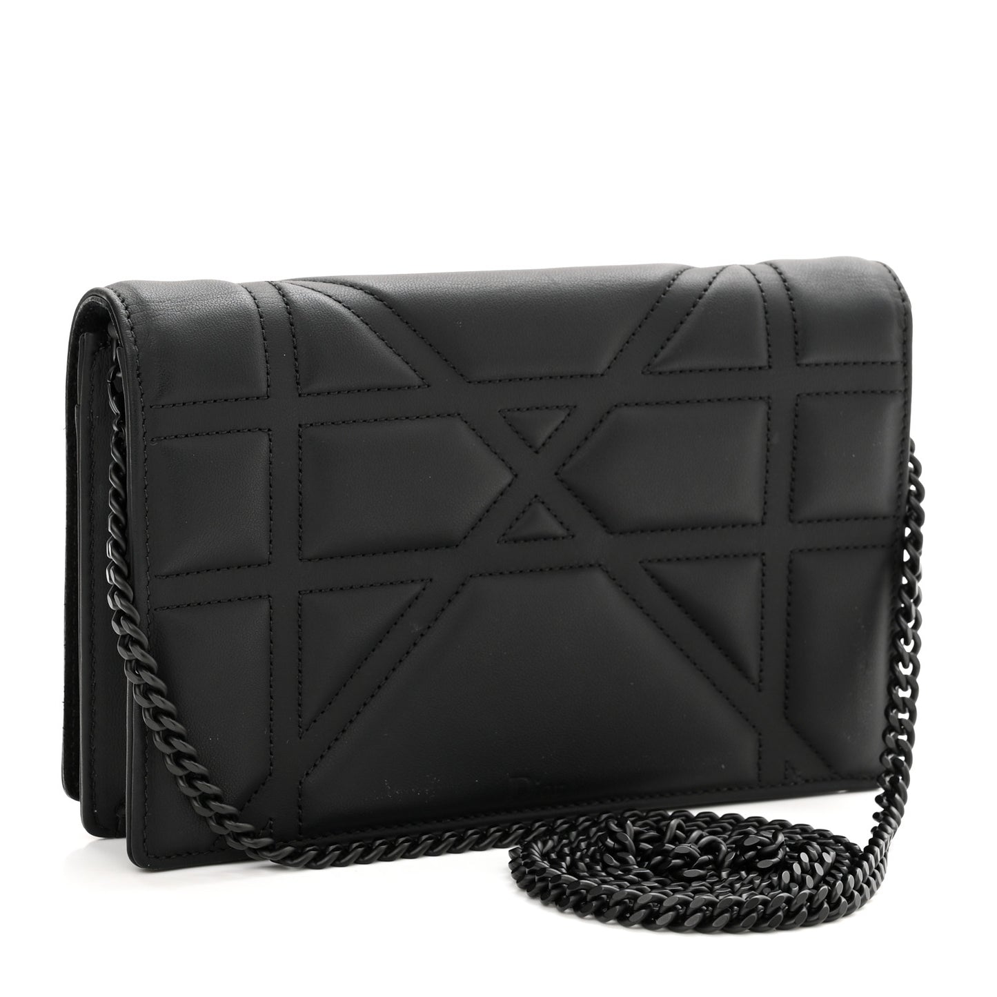Ultra Matte Calfskin Diorama Wallet on Chain Pouch Black