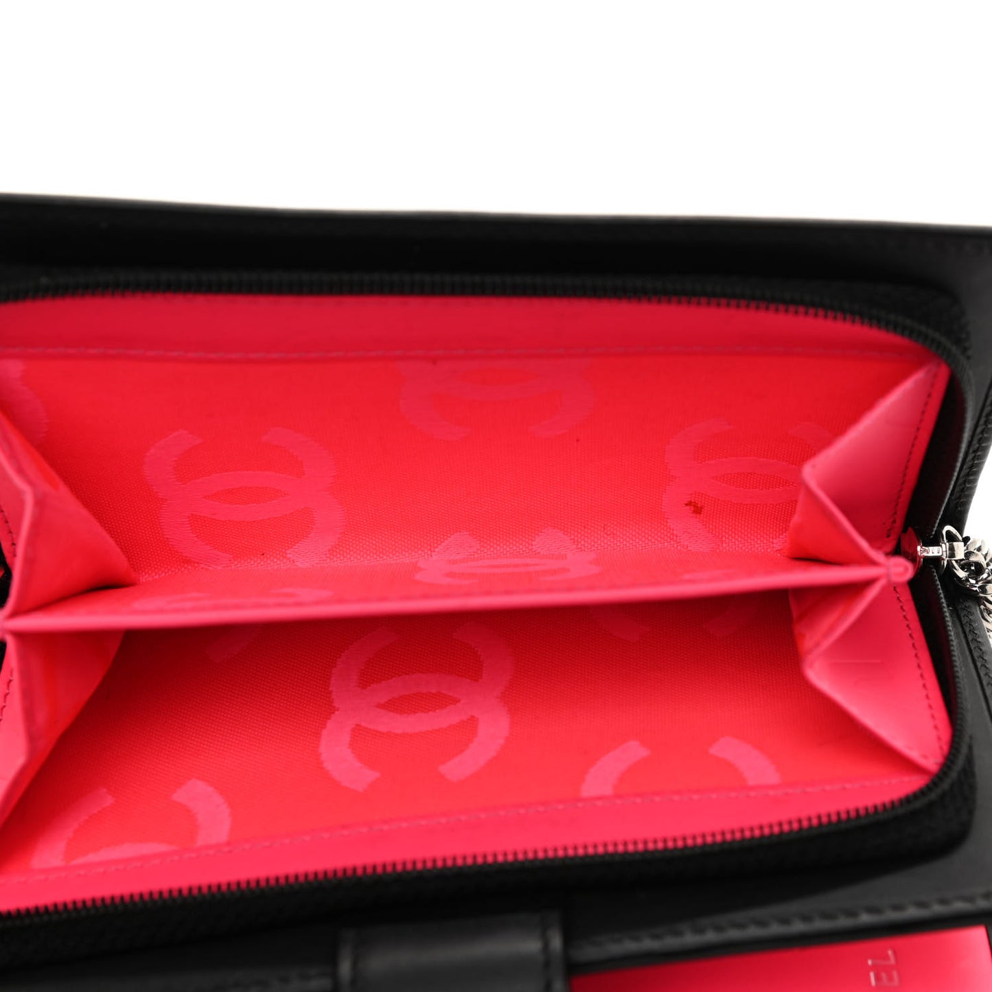 Calfskin Cambon Zipped Pocket Wallet Black