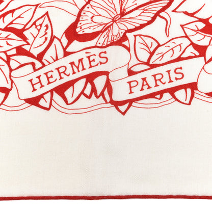Hermes Cashmere Silk Jungle Love Tattoo Shawl 140 White Rouge 2 of 5