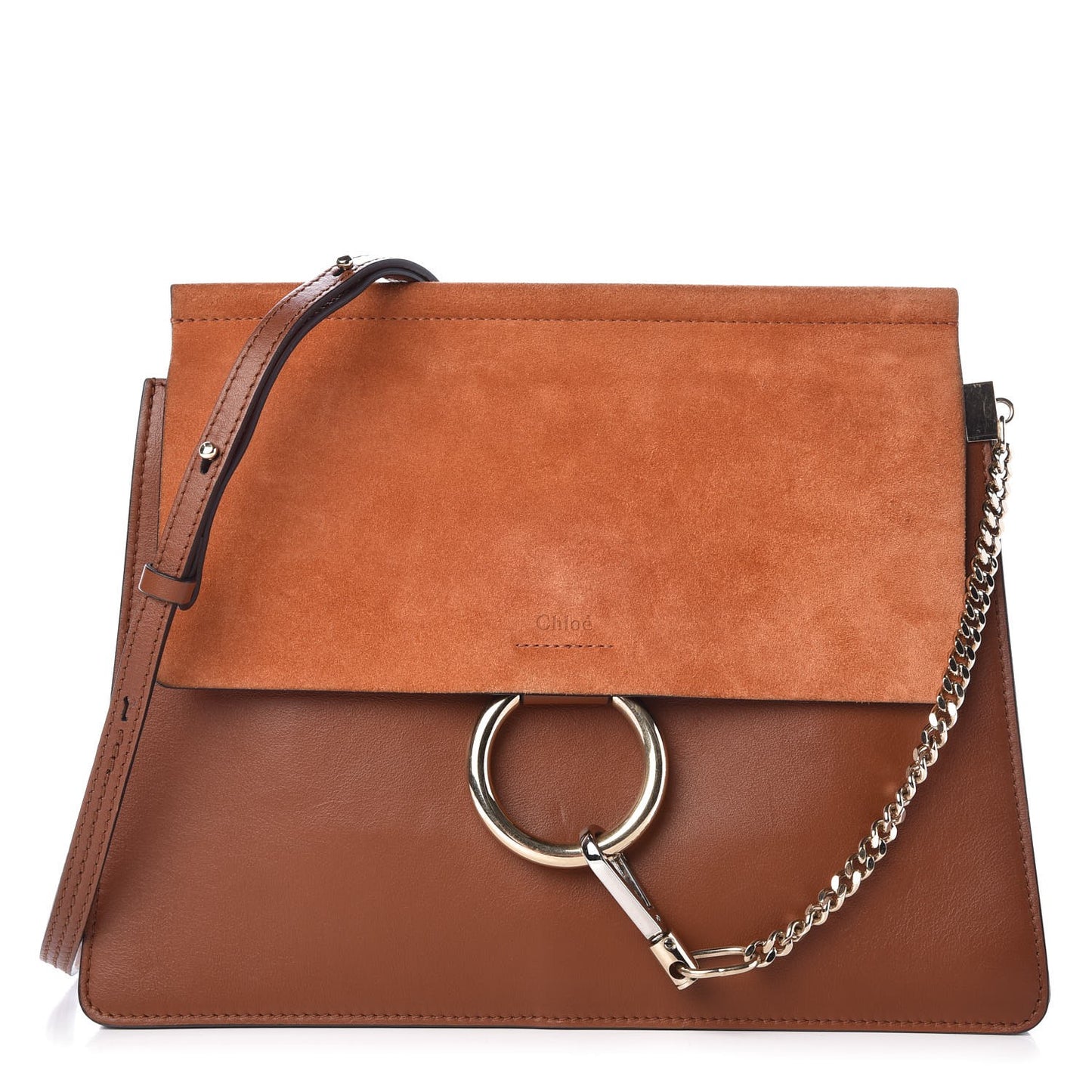 Suede Calfskin Medium Faye Shoulder Bag Tobacco