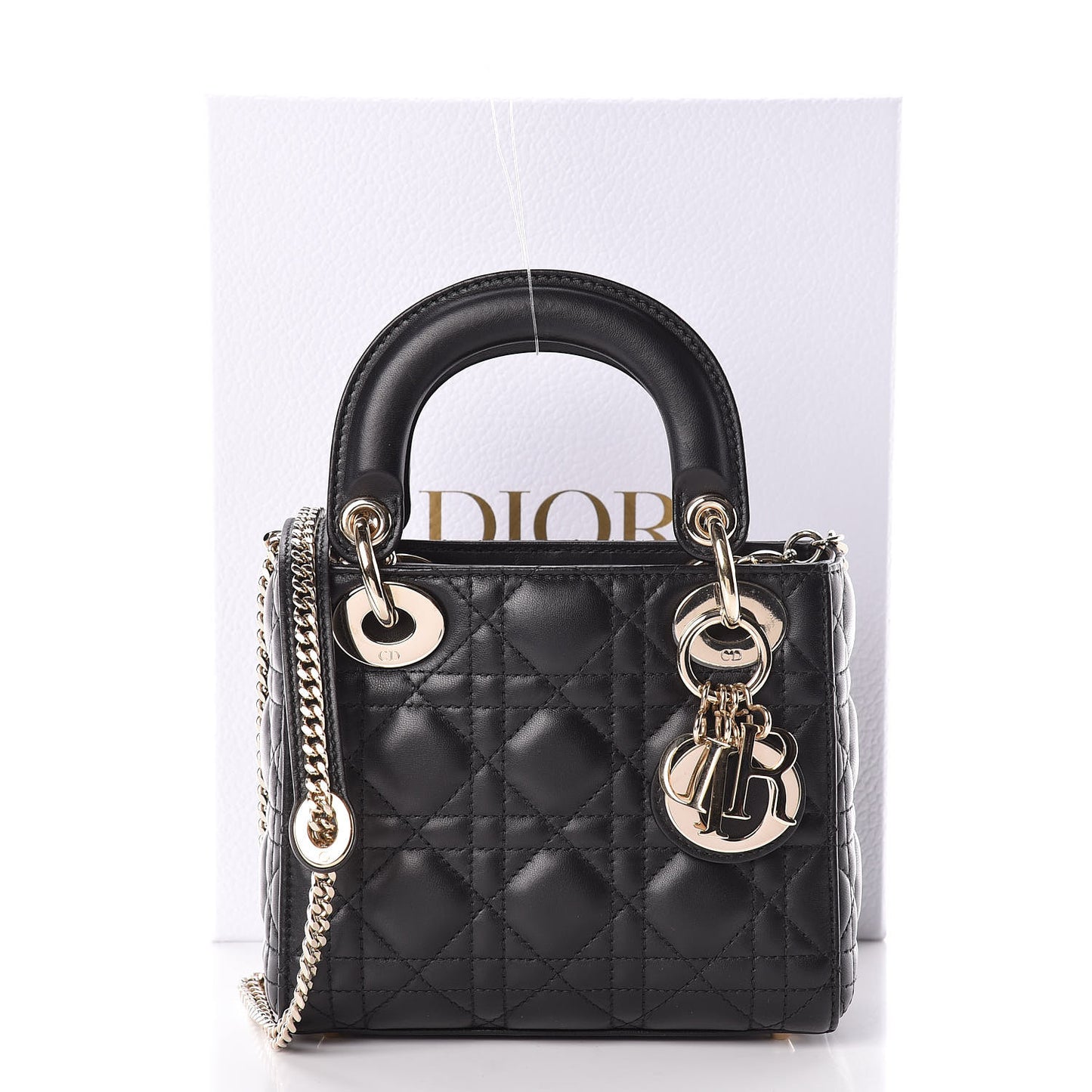 Lambskin Cannage Mini Lady Dior Black
