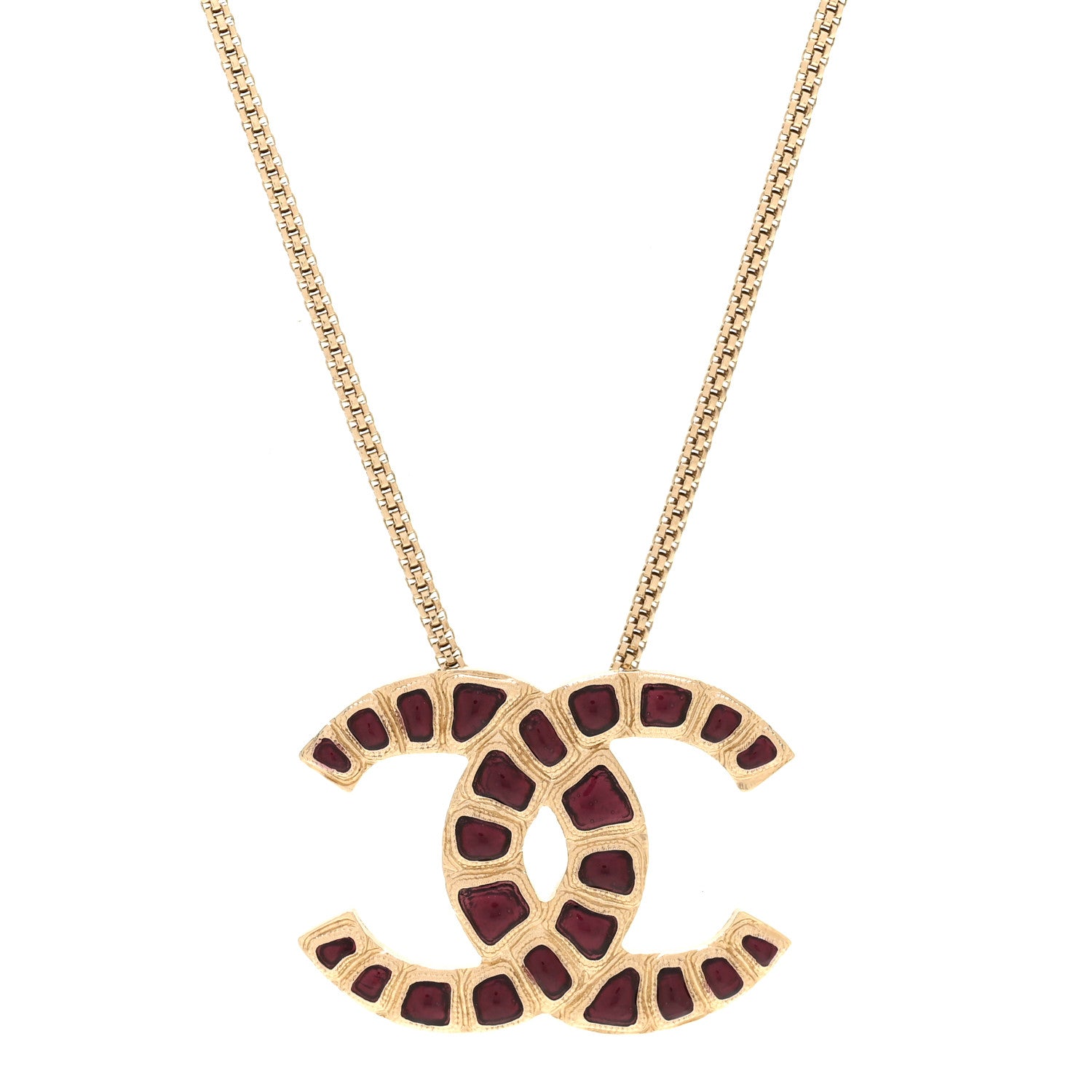 Chanel Resin Along The Nile CC Pendant Necklace Gold Purple 4 of 5
