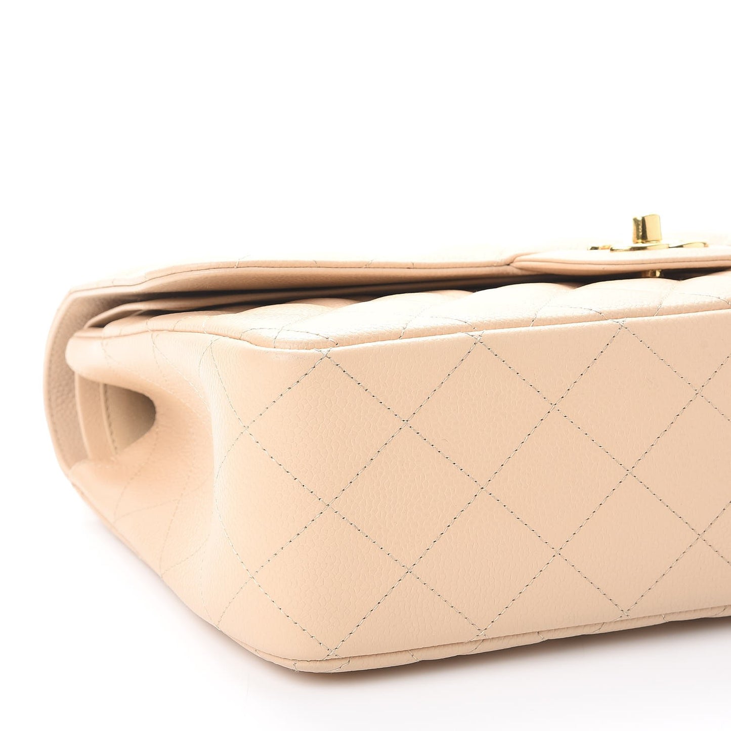 Caviar Quilted Jumbo Double Flap Beige Clair