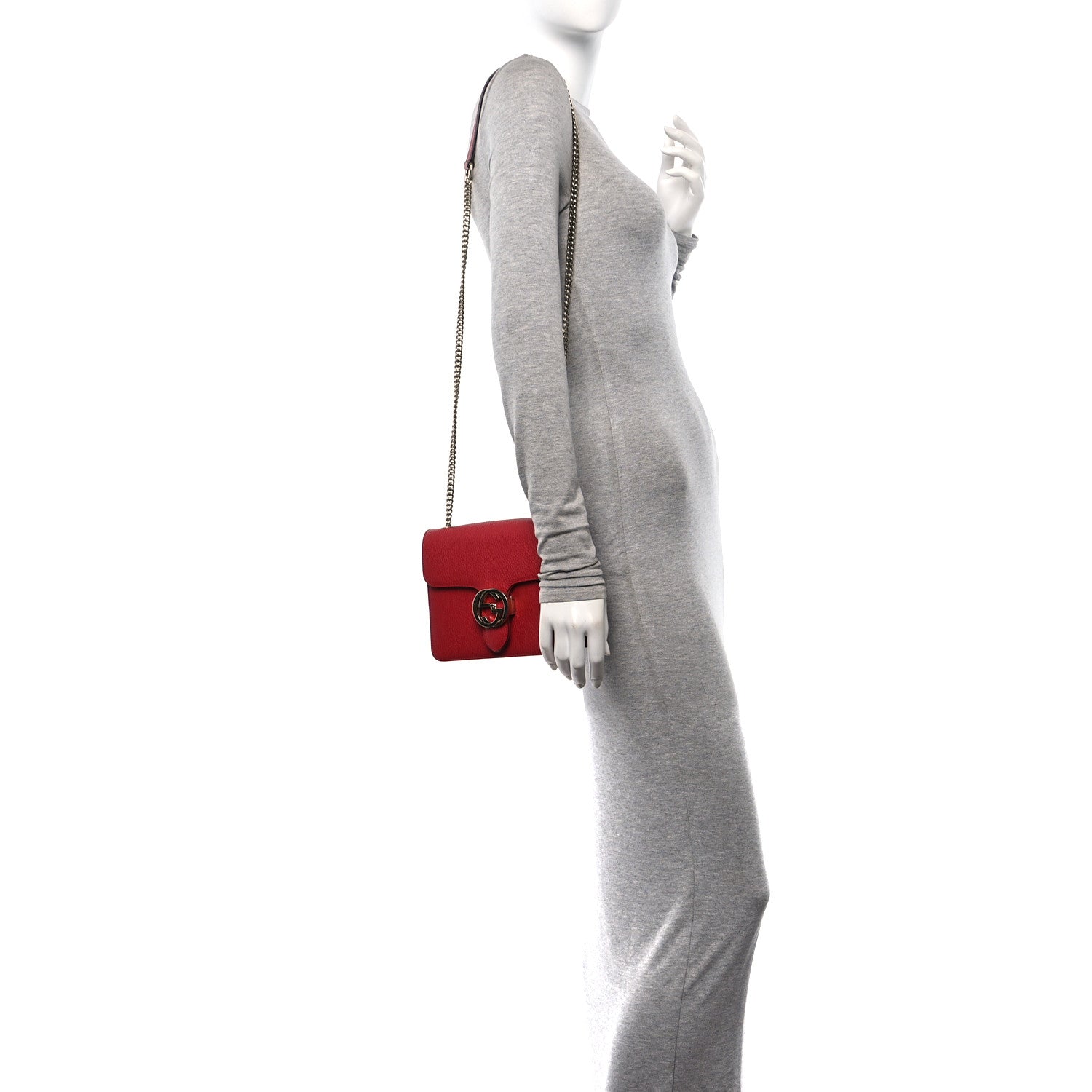 Gucci Dollar Calfskin Small Interlocking G Shoulder Bag Red 2 of 11