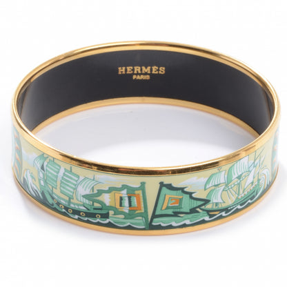 Hermes Enamel Printed Wide Sailing Ships Bracelet 65 1 of 4