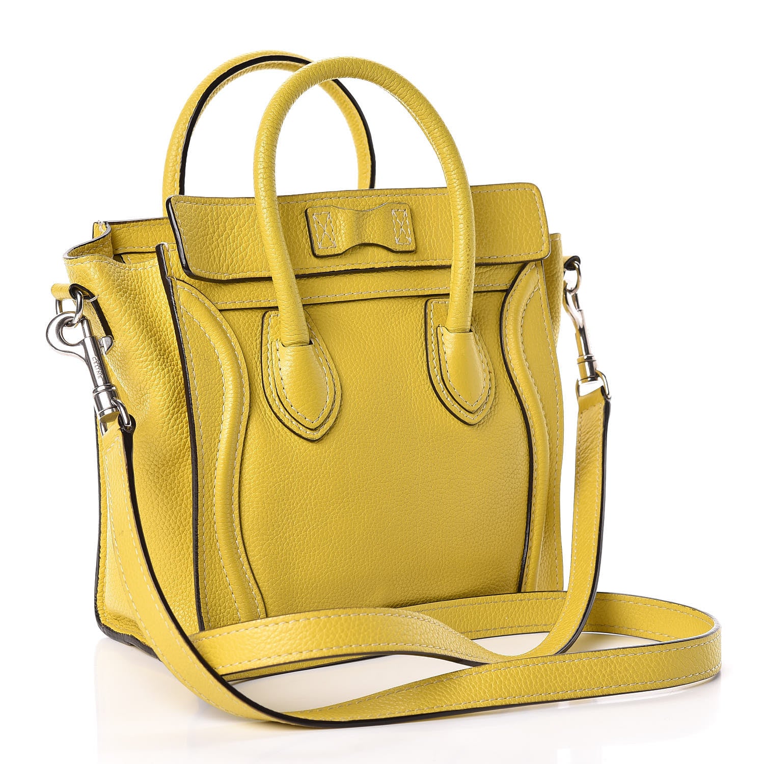 Celine Drummed Calfskin Nano Luggage Citron 3 of 16