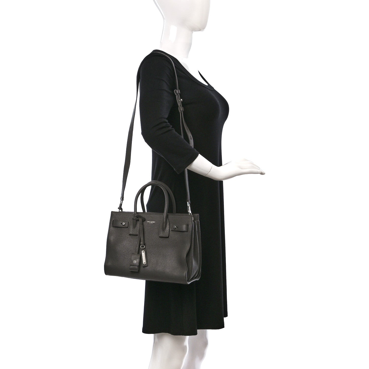 Saint Laurent Grained Calfskin Baby Sac De Jour Souple Coal 2 of 11