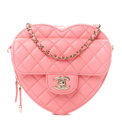 Lambskin Quilted CC In Love Heart Bag Pink