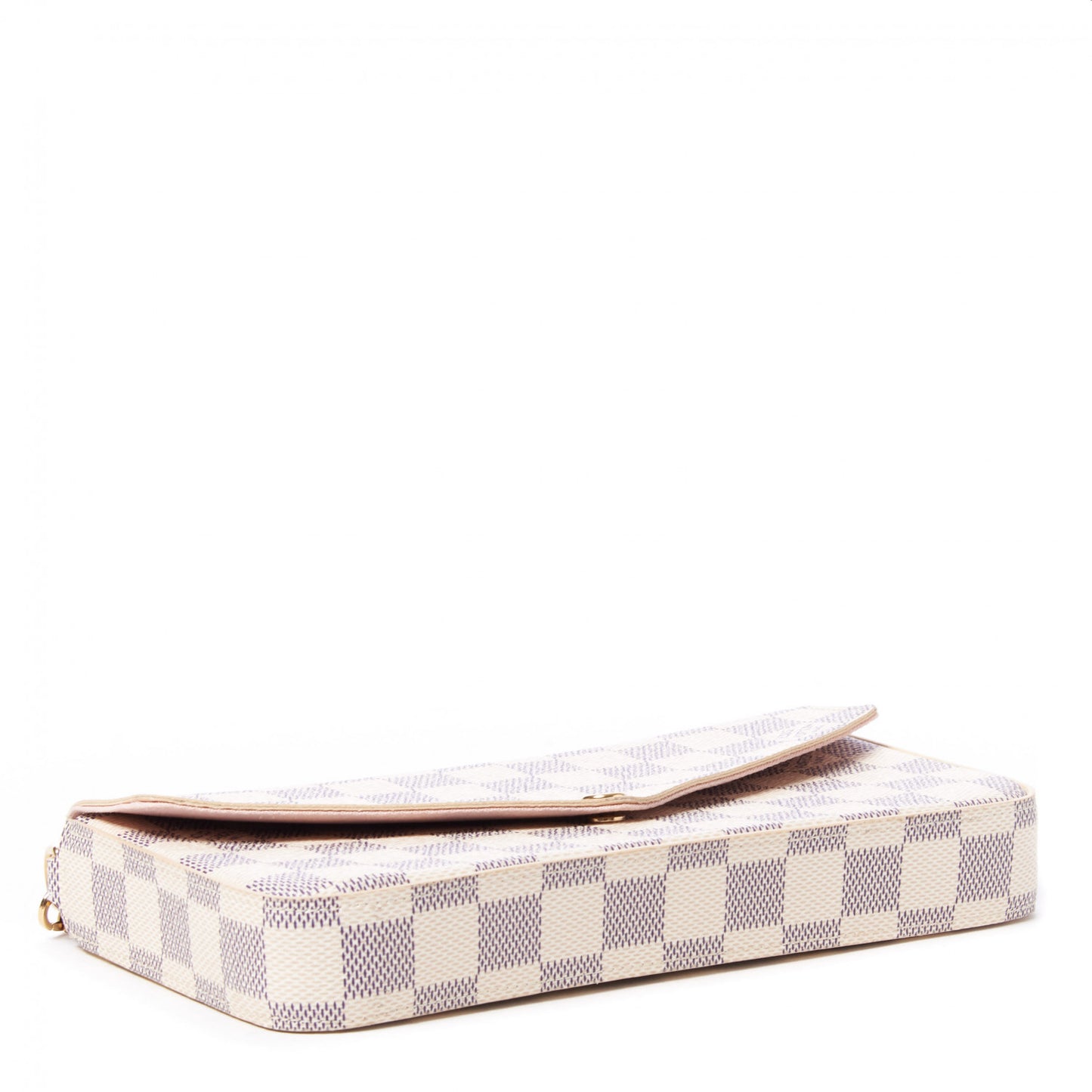 Damier Azur Pochette Felicie Chain Wallet Rose Ballerine