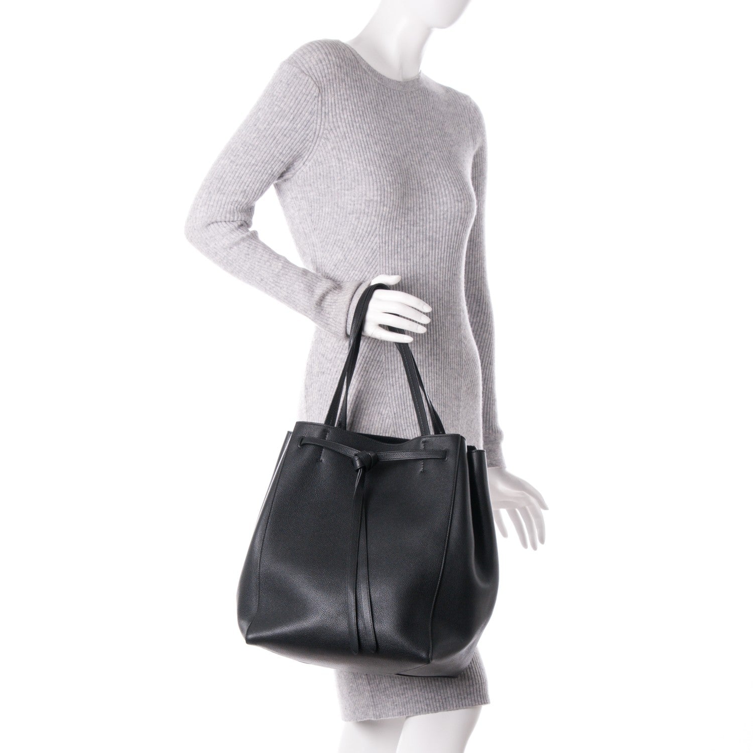 Celine Soft Grained Calfskin Medium Belt Cabas Phantom Black 2 of 6