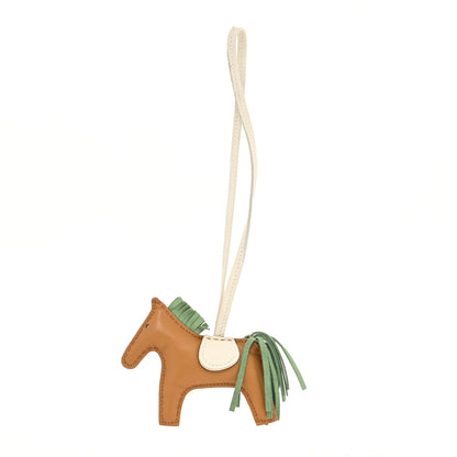 Hermes Milo Lambskin Grigri Rodeo Horse Bag Charm PM Sesame Vert Criquet Craie 1 of 4