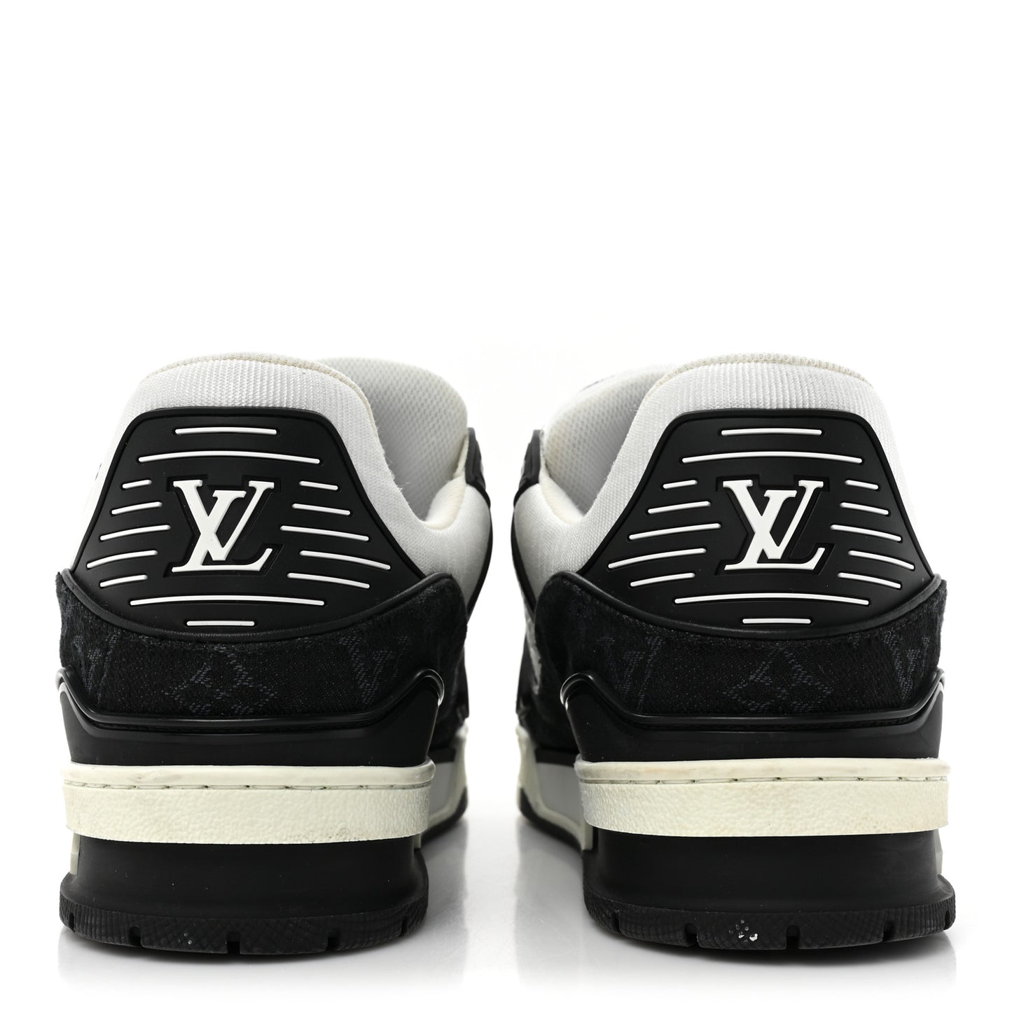 Calfskin Monogram Denim Mens LV Trainer Sneakers 8.5 Black