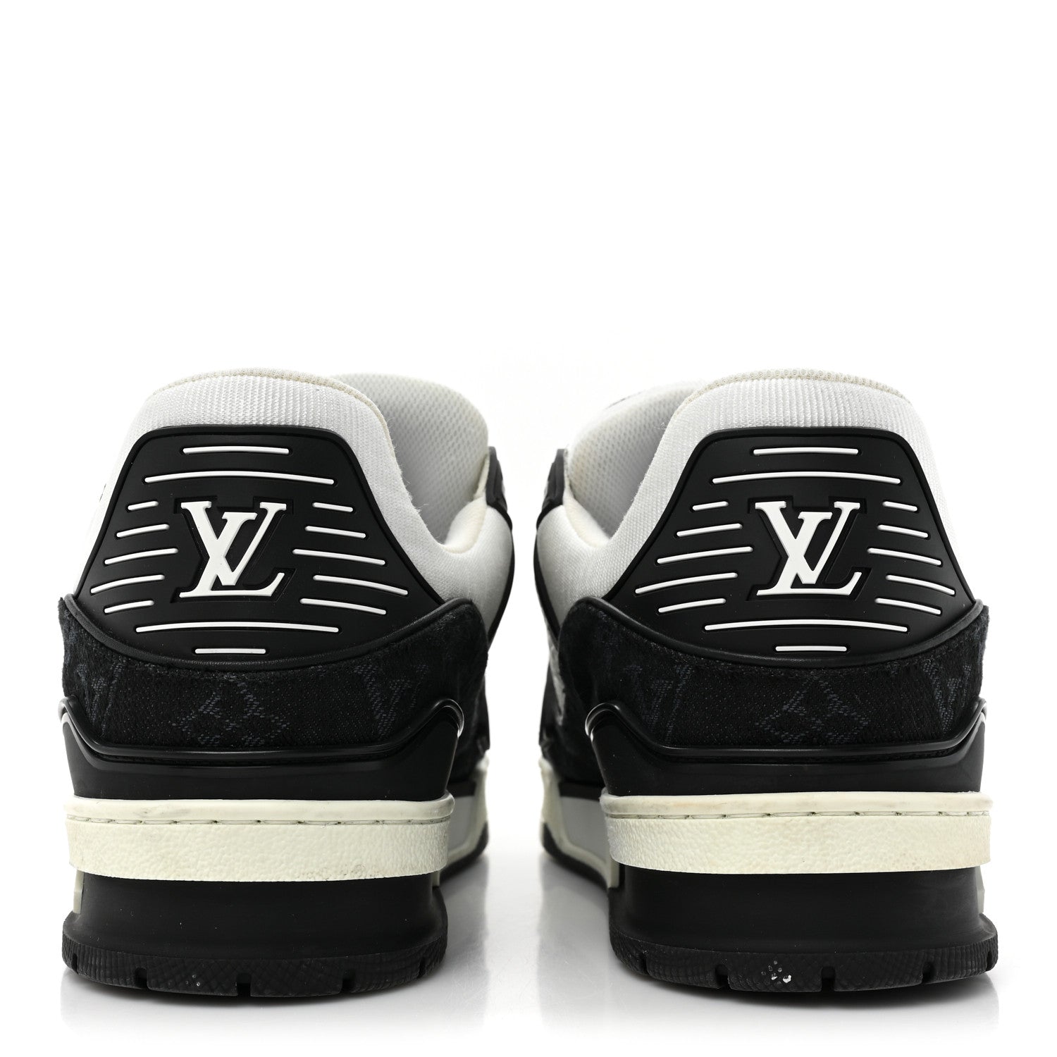 Louis Vuitton Calfskin Monogram Denim Mens LV Trainer Sneakers 8.5 Black 4 of 11