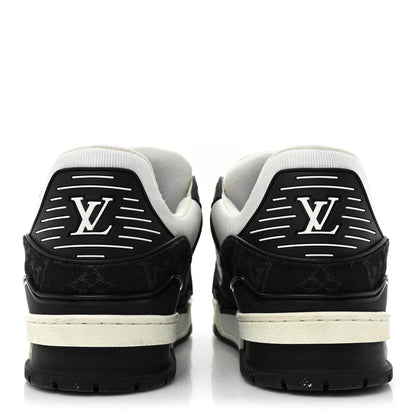 Louis Vuitton Calfskin Monogram Denim Mens LV Trainer Sneakers 8.5 Black 4 of 11