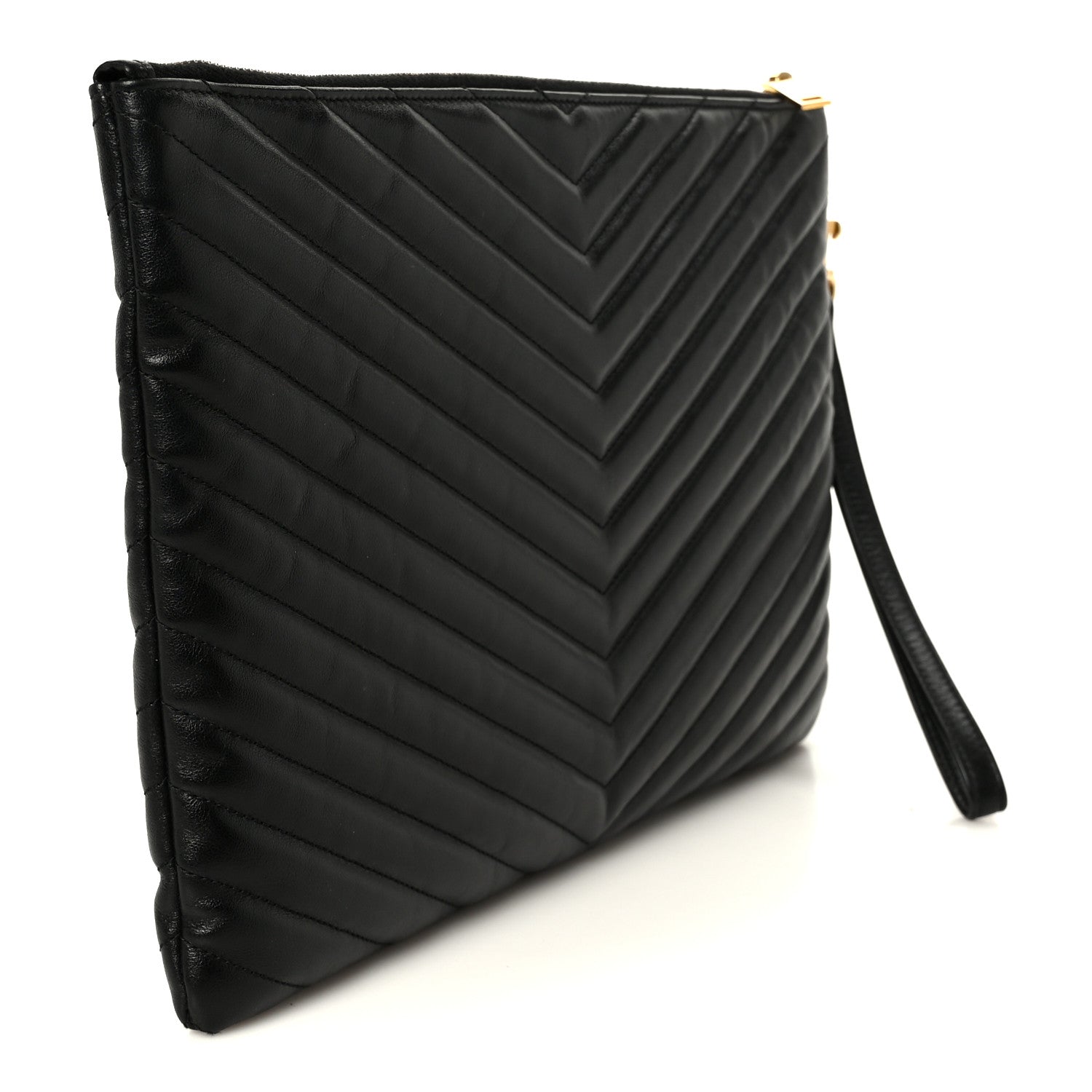 Saint Laurent Calfskin Matelasse Monogram Cassandre Tablet Pouch Black 3 of 9