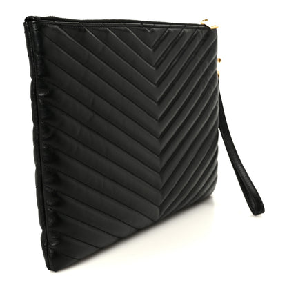 Saint Laurent Calfskin Matelasse Monogram Cassandre Tablet Pouch Black 3 of 9