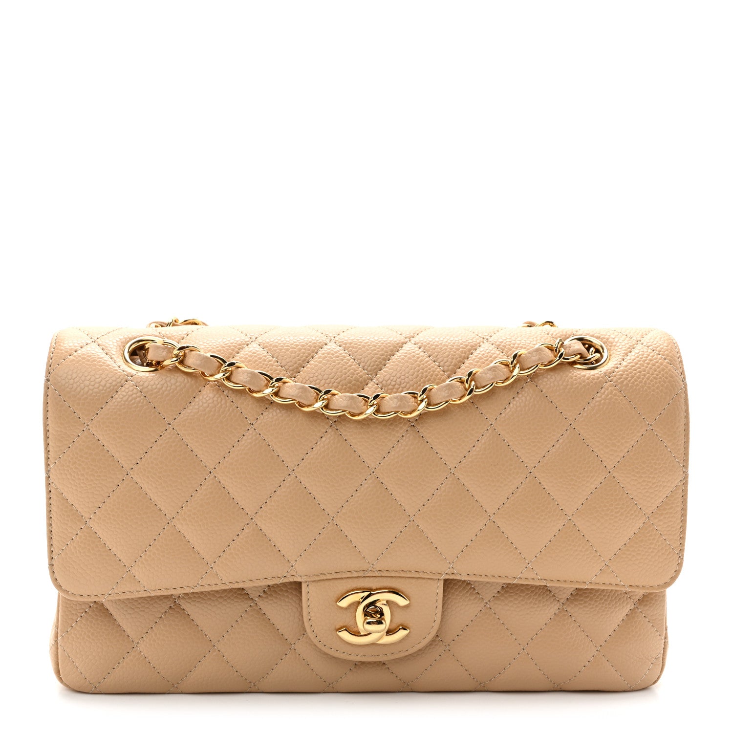 Chanel Caviar Quilted Medium Double Flap Beige Clair 1 of 10