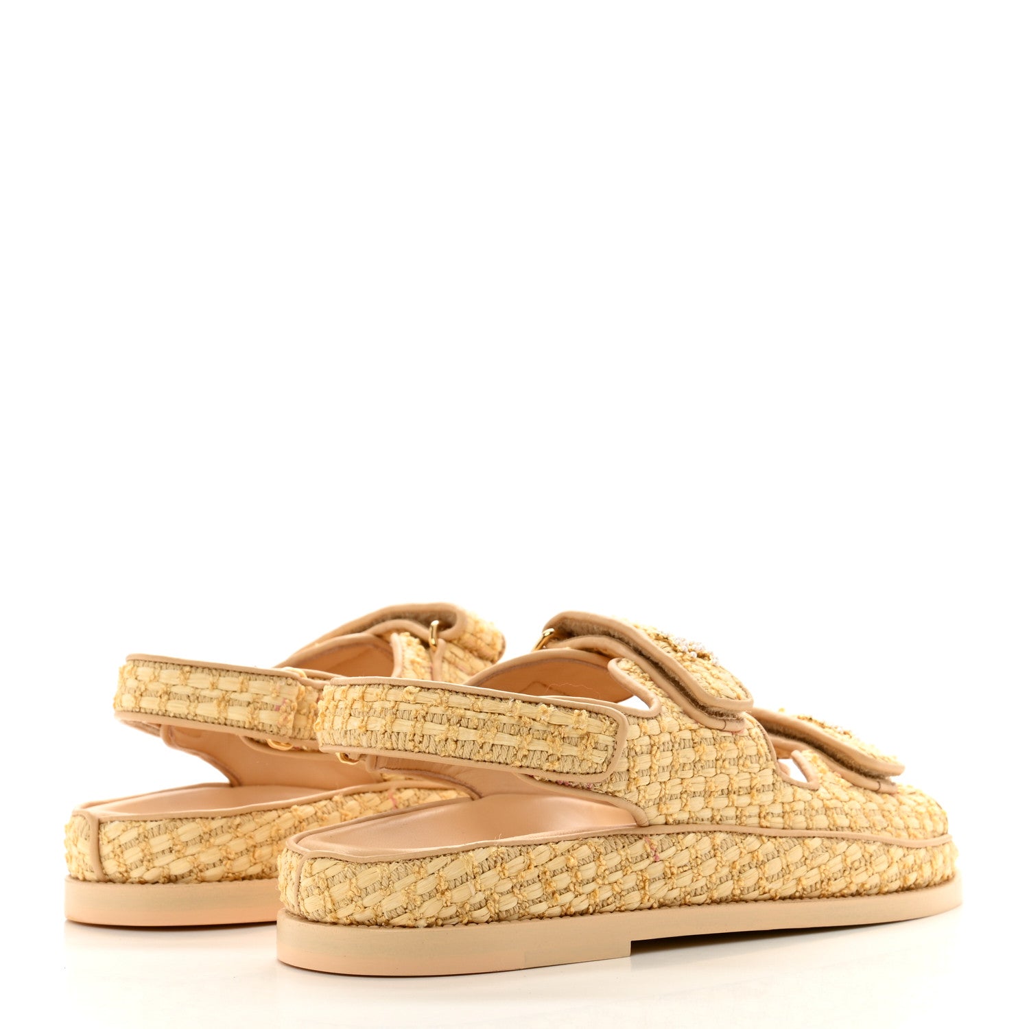 Chanel Braided Fabric Velcro Dad Sandals 39.5 Beige 4 of 11