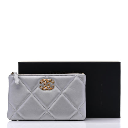Chanel Shiny Goatskin Quilted Small Chanel 19 Pouch Silver 8 of 8