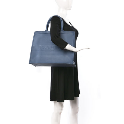 Christian Dior Calfskin Embossed Large Book Tote Blue 2 of 9