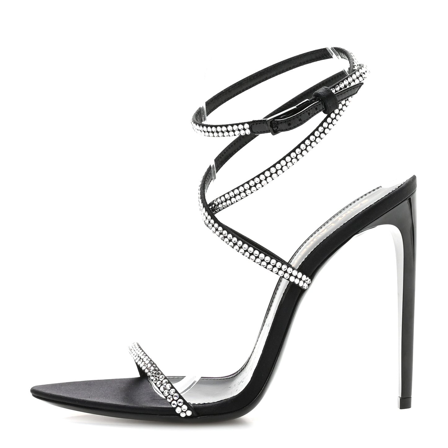 Crepe Satin Crystal Satine 110 Sandals 37.5 Black