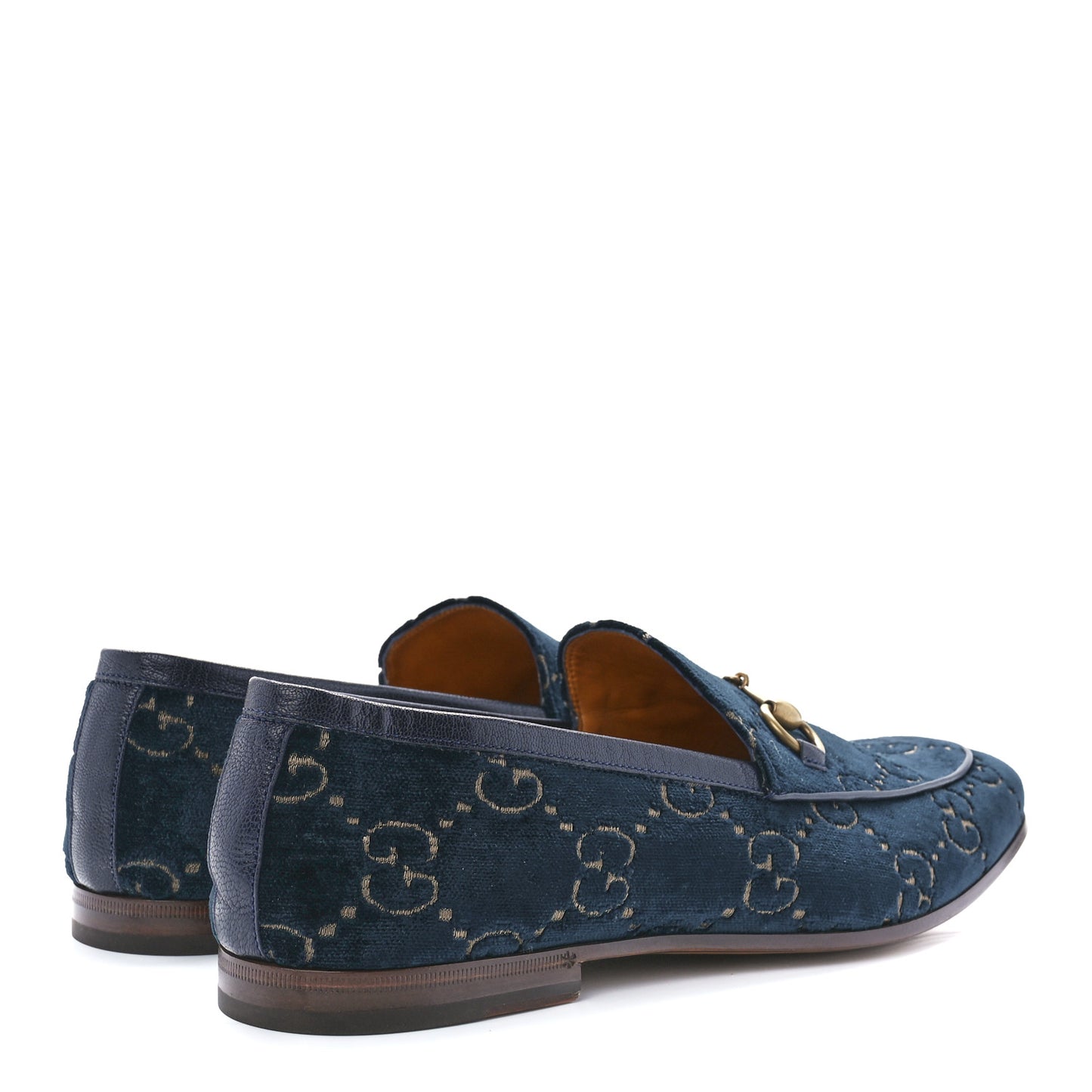 Velvet GG Monogram Horsebit Mens Jordaan Loafers 10.5 Blue Beige