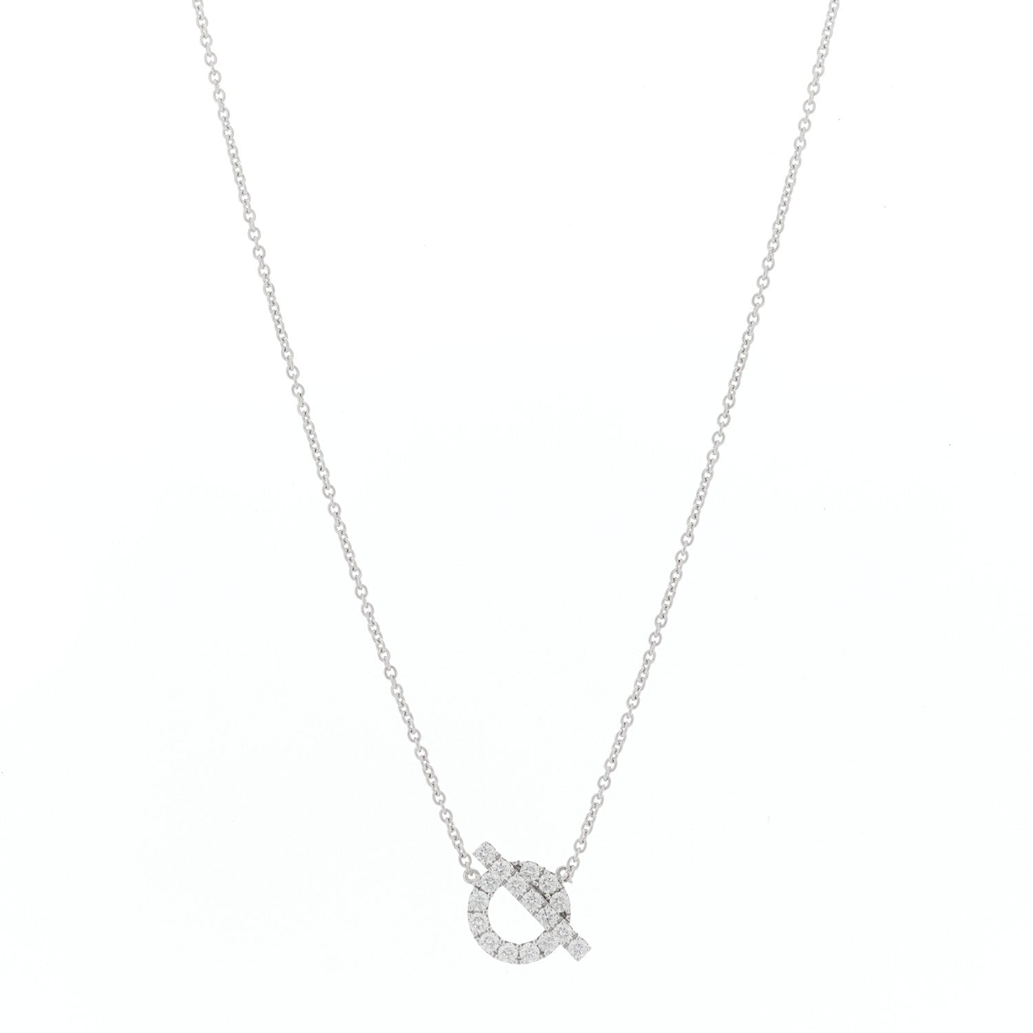 Hermes 18K White Gold Diamond Finesse Pendant Necklace 1 of 5