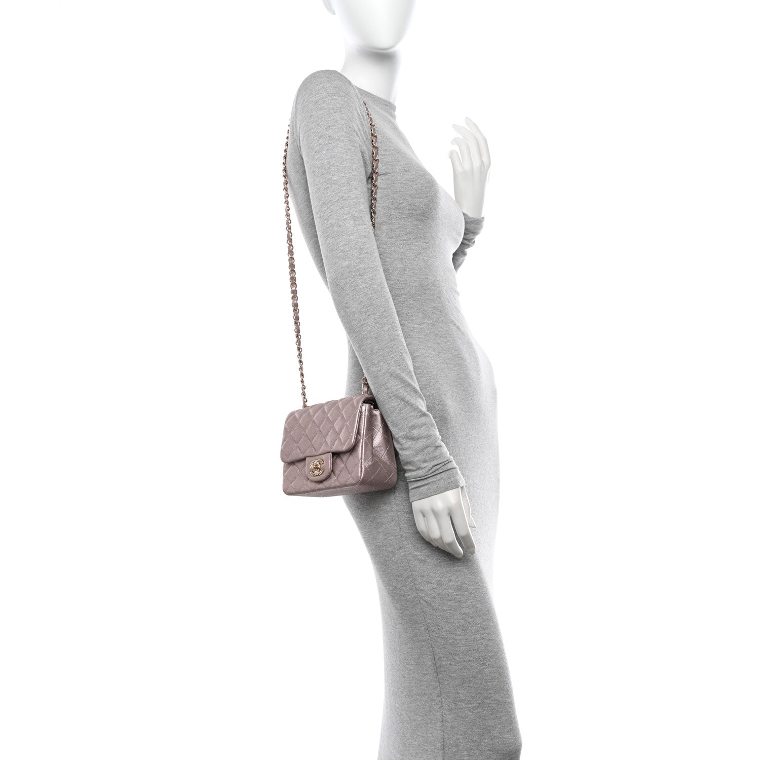 Chanel Metallic Lambskin Quilted Mini Square Flap Pink 2 of 12