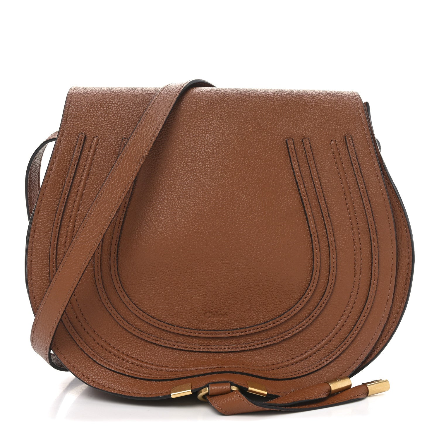 Chloe Calfskin Medium Marcie Round Crossbody Bag Tan 1 of 10