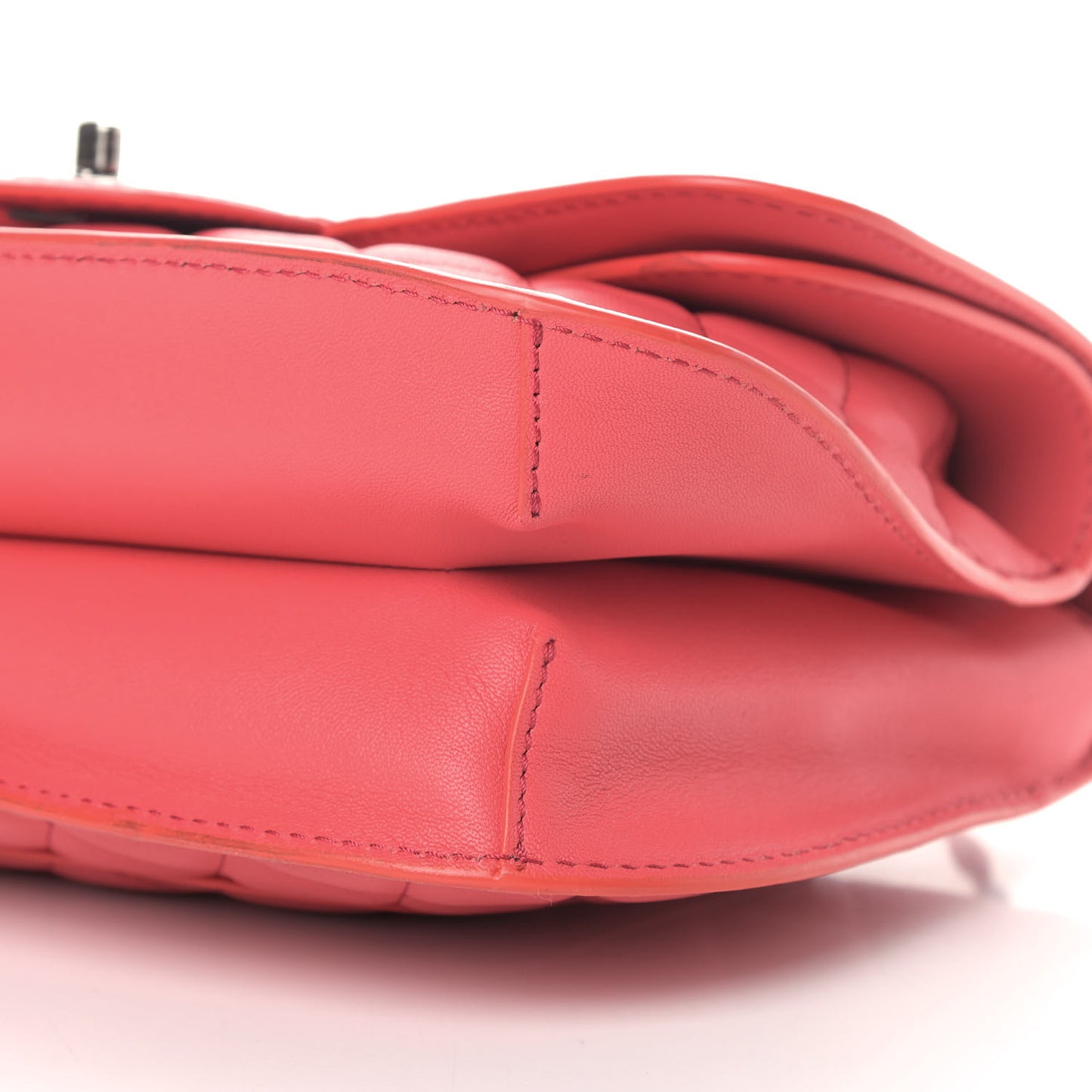 Lambskin Quilted Large Natural CC Flap Dark Pink