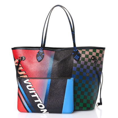 Louis Vuitton Damier Race Neverfull MM Noir Rouge 3 of 13