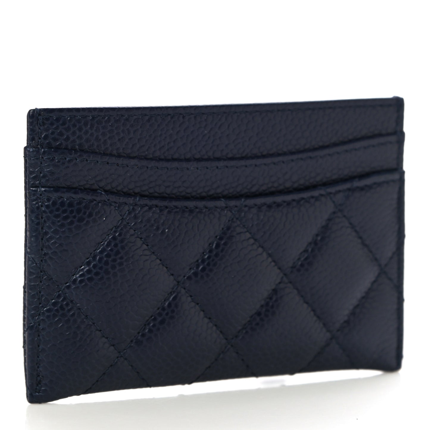 Caviar Quilted Card Holder Navy