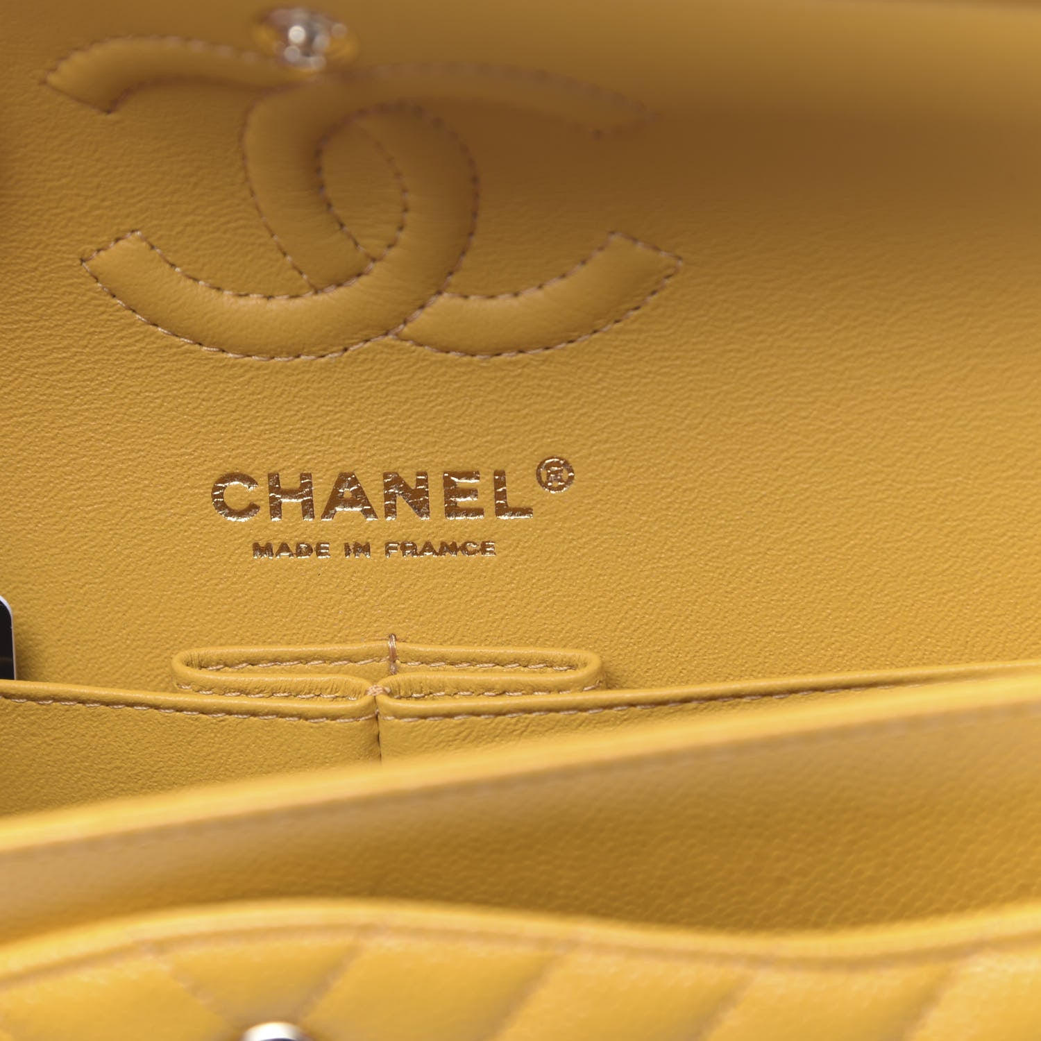 Chanel Caviar Chevron Quilted Small Double Flap Yellow 6 of 11