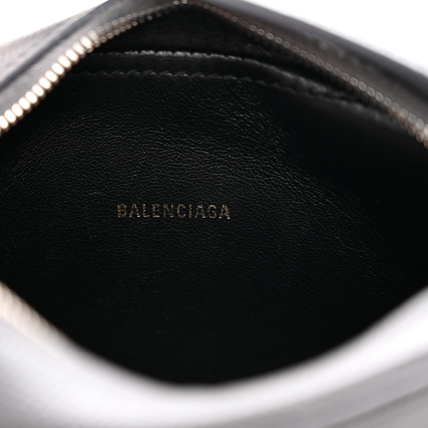 Grained Calfskin Logo XS Ville Camera Bag Gris Perle Fonce White