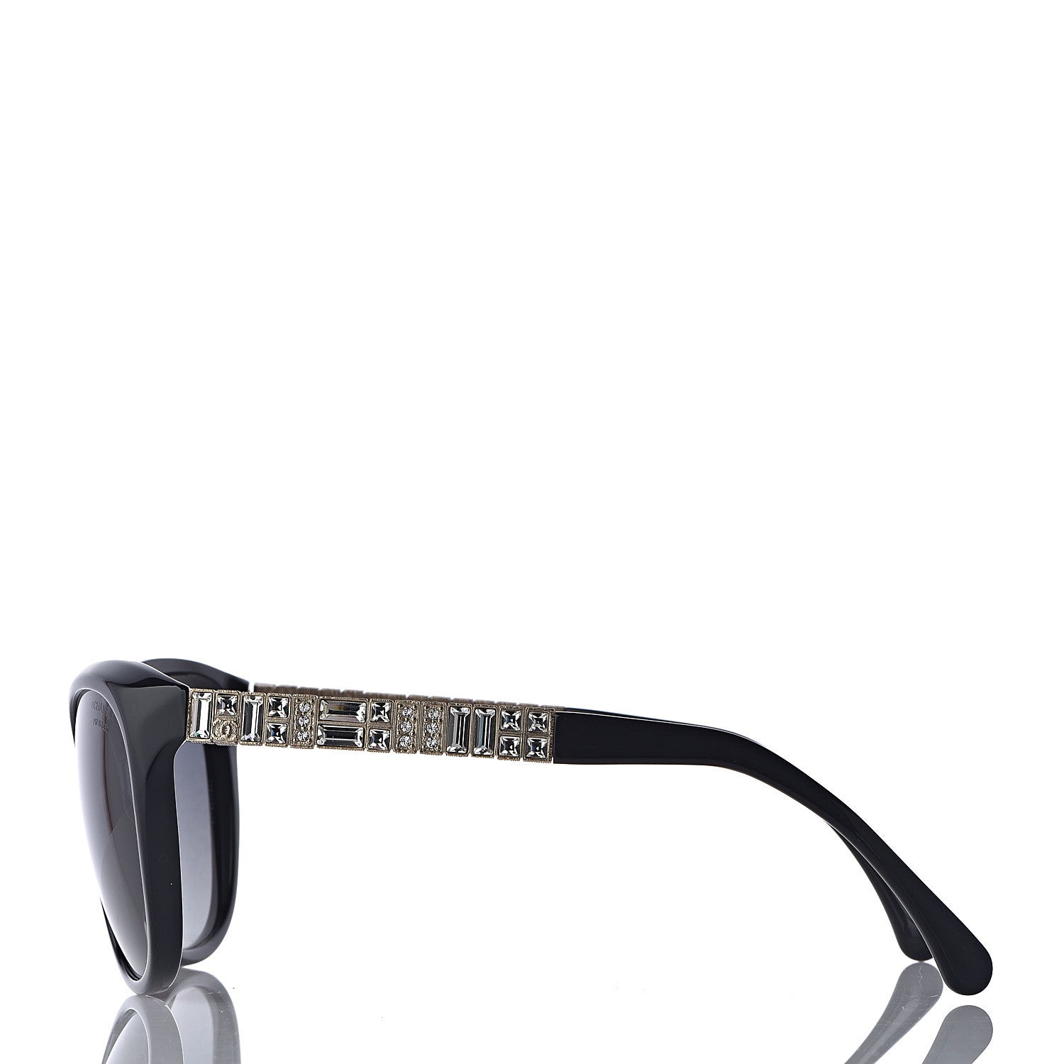 Chanel Crystal Baguette Polarized Cat Eye Sunglasses 5309-B Black 3 of 8