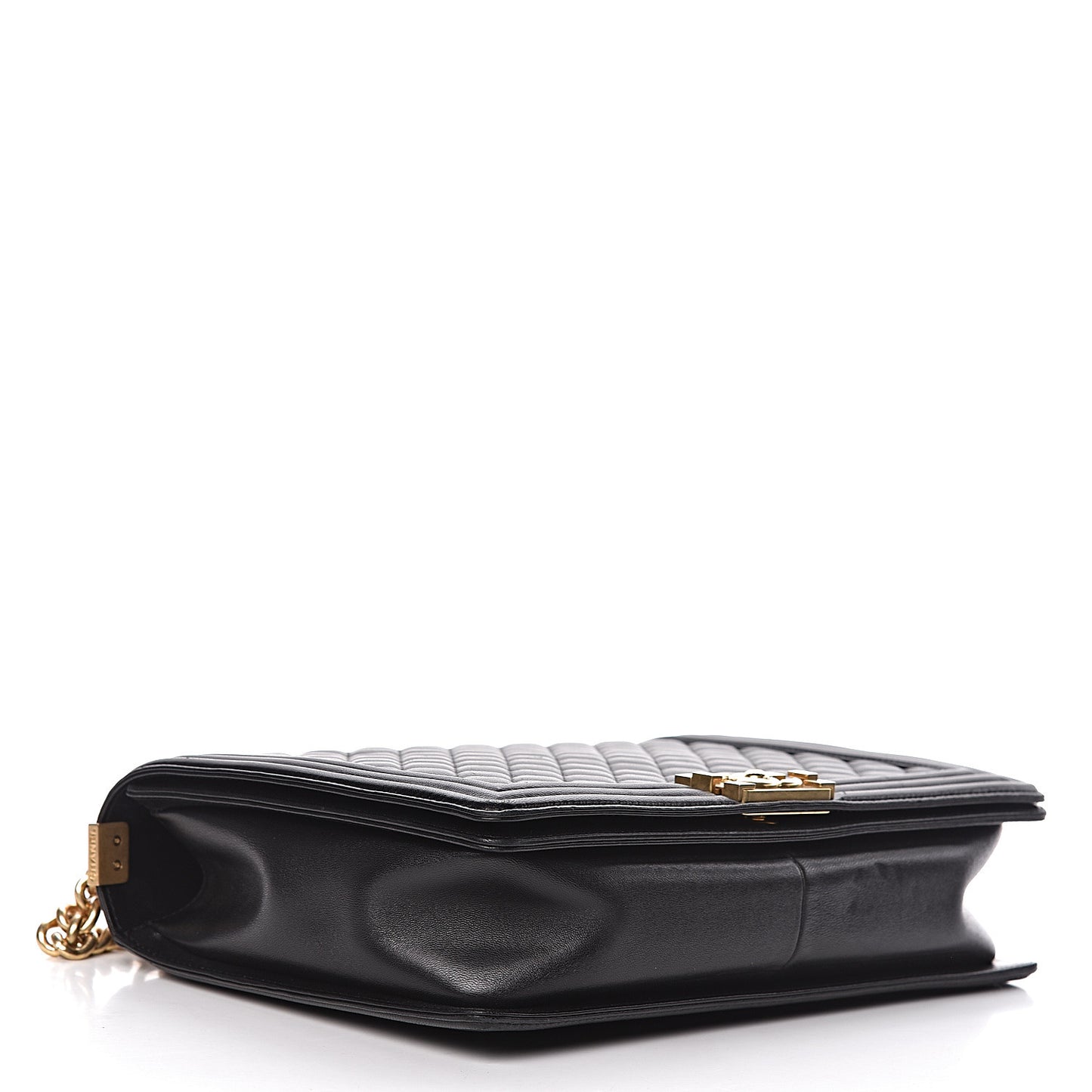 Lambskin Quilted Large Boy Flap Black