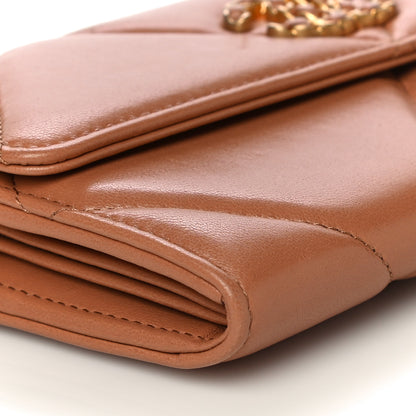 Chanel Lambskin Quilted Chanel 19 Flap Wallet Brown 10 of 21