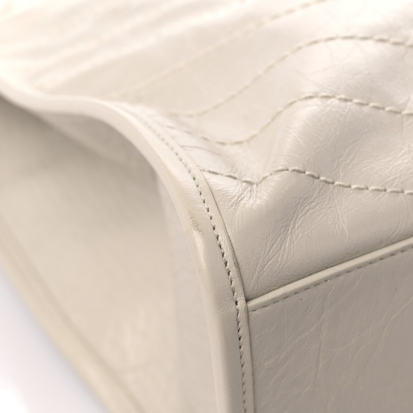 Crinkled Calfskin Matelasse Monogram Large Niki Shopper Tote Cream Soft