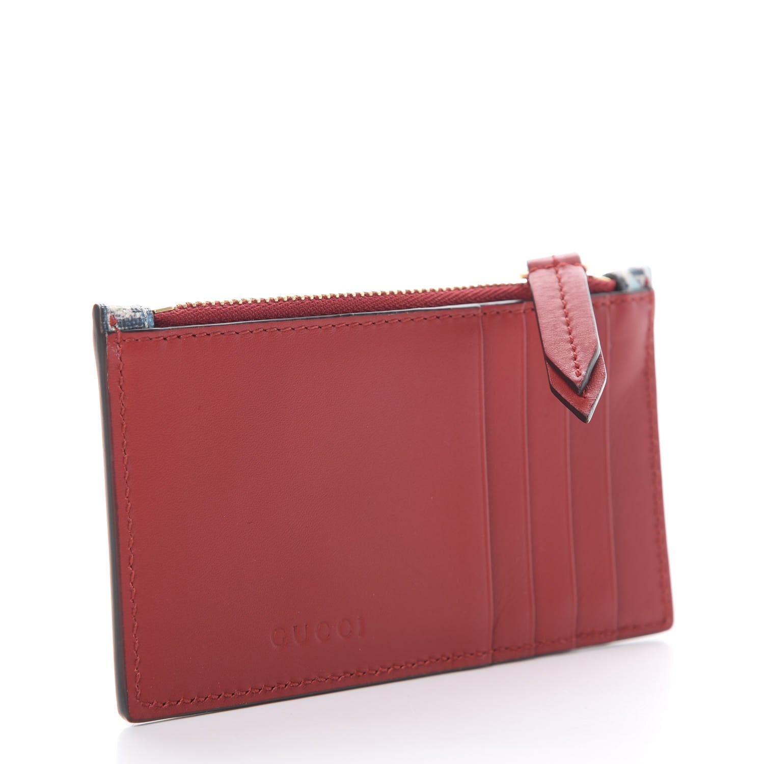 Gucci GG Supreme Monogram Blooms Coin Case Card Holder Beige Blue Navy Hibiscus Red 2 of 6