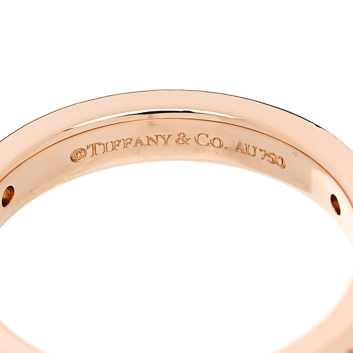 18K Rose Gold Diamond Logo Band Ring 50 5.5