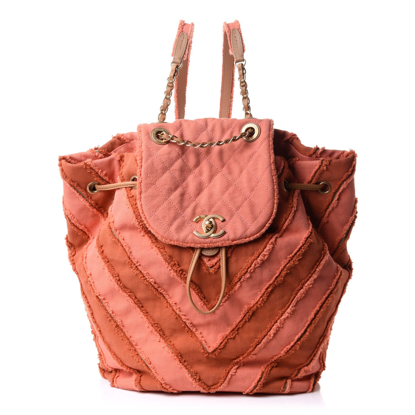 Canvas Chevron Cuba Patchwork Backpack Orange