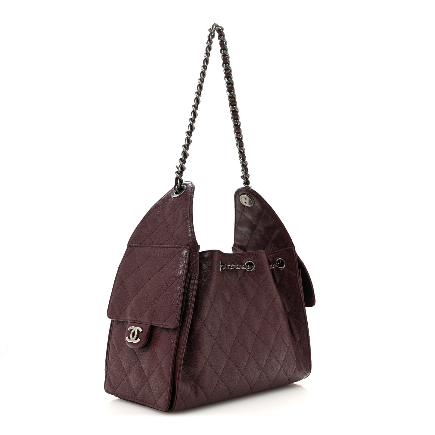 Caviar Quilted Small Chanel 25 Handbag Dark Burgundy