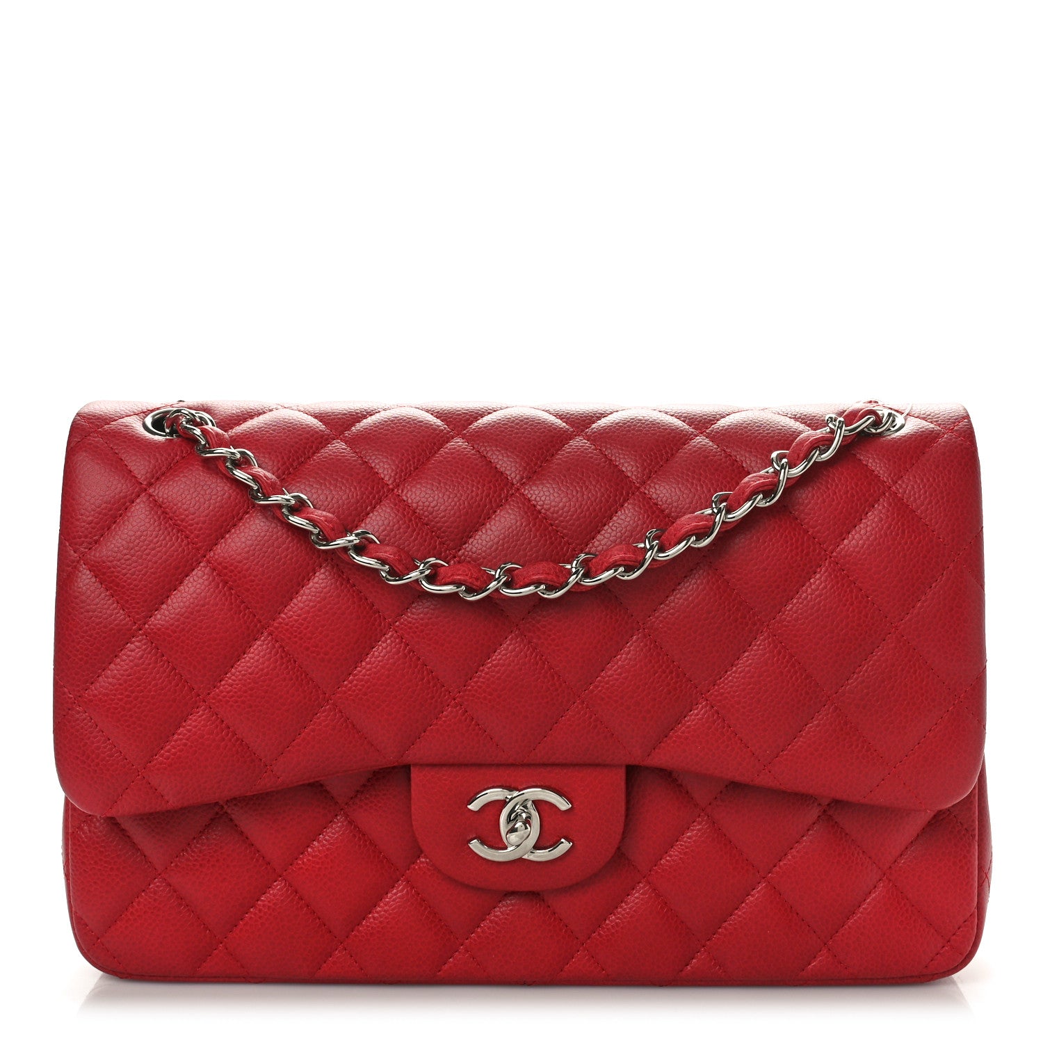Chanel Caviar Quilted Jumbo Double Flap Dark Red 1 of 11