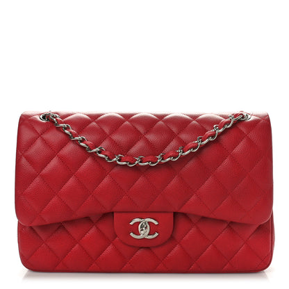 Chanel Caviar Quilted Jumbo Double Flap Dark Red 1 of 11