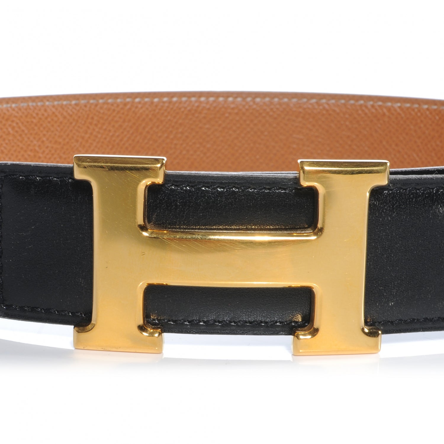 Hermes Box Courchevel 32mm H Belt 65 Black Gold 3 of 6