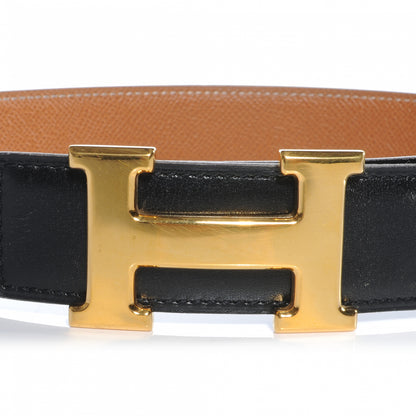 Hermes Box Courchevel 32mm H Belt 65 Black Gold 3 of 6
