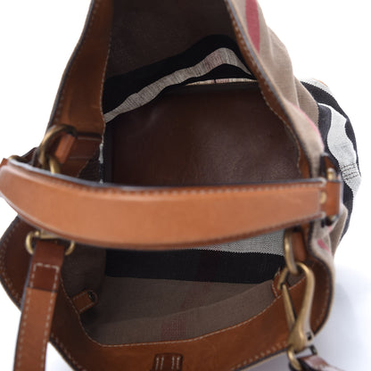 Burberry Canvas Mega Check Medium Ashby Hobo Saddle Brown 5 of 10